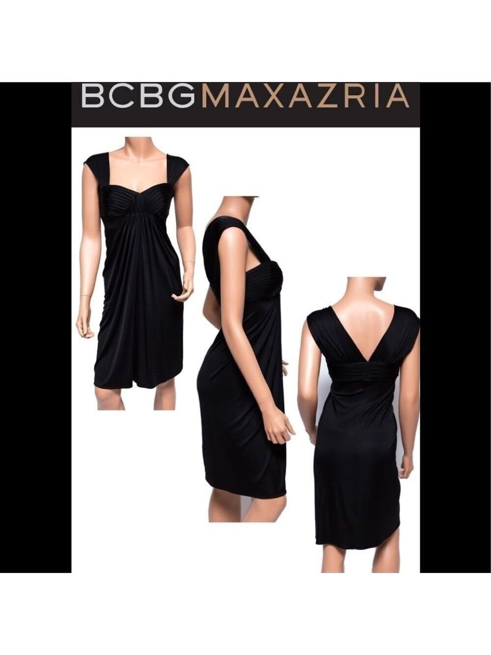 BCBGMAXAZRIA Black ruched pleated sleeveless dress size XXS